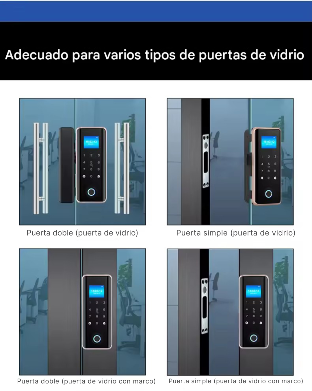 Cerradura Inteligente Wiffi Para Puerta De Vidrio-blindex LK05-V
