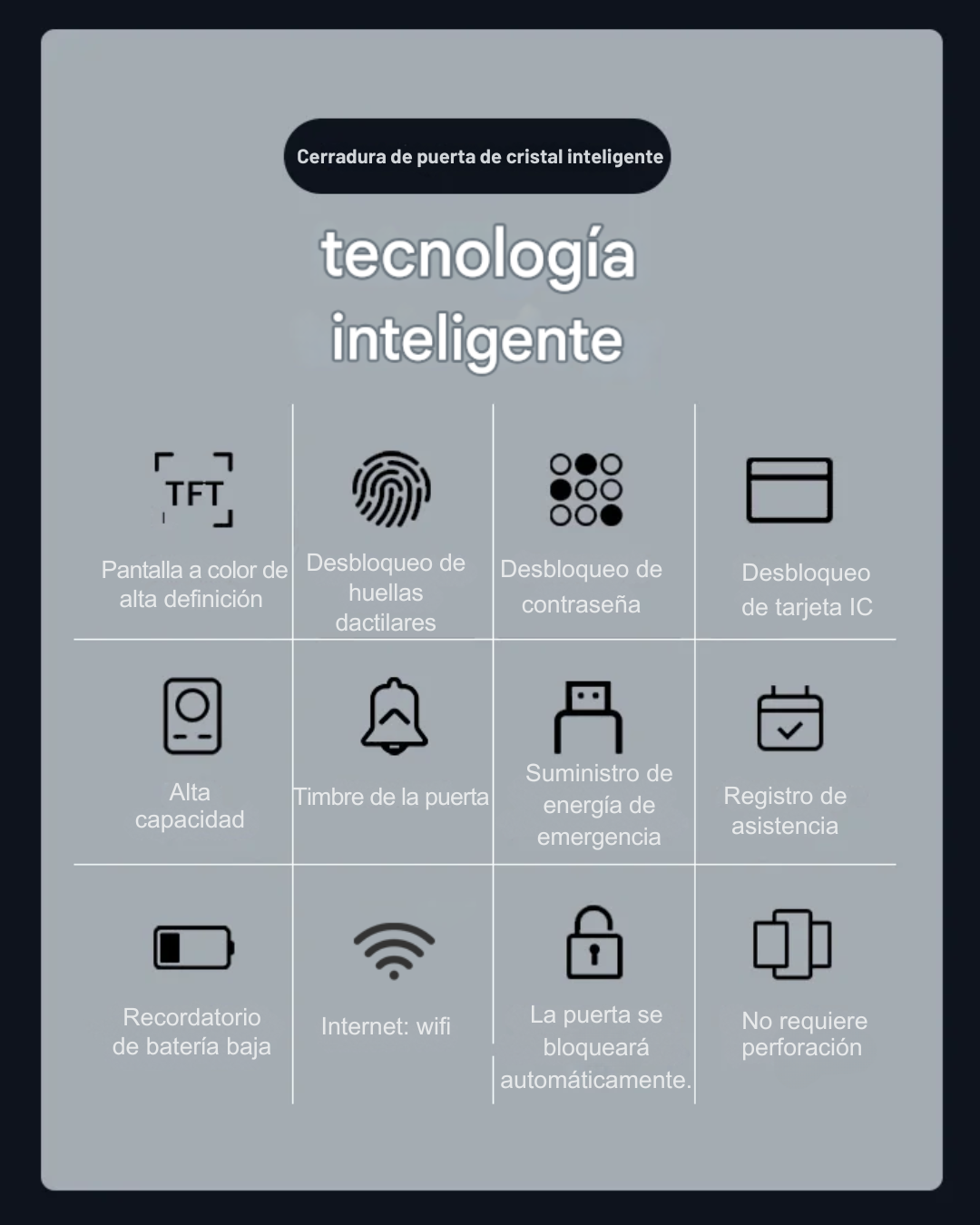 Cerradura Inteligente Wiffi Para Puerta De Vidrio-blindex LK05-V