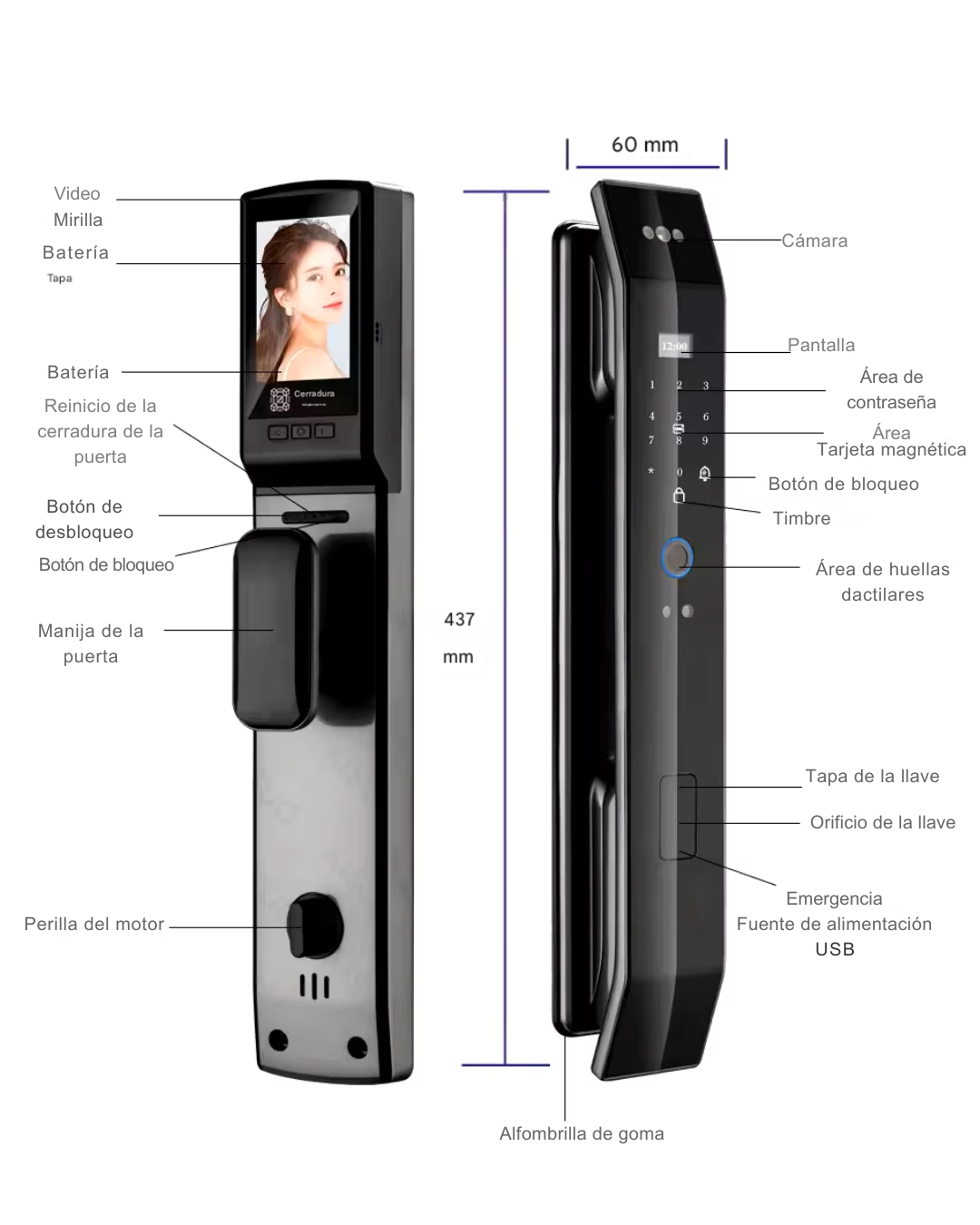 cerradura inteligente con reconocimiento facial Modelo LK-3D Pro