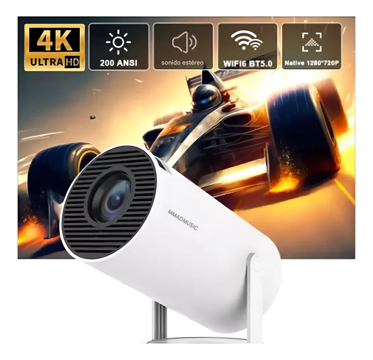 Proyector Hy300 Ultra hd 4K Wi-fi-Bluethoot