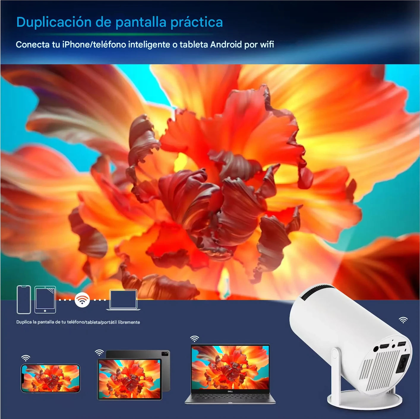 Proyector Hy300 Ultra hd 4K Wi-fi-Bluethoot
