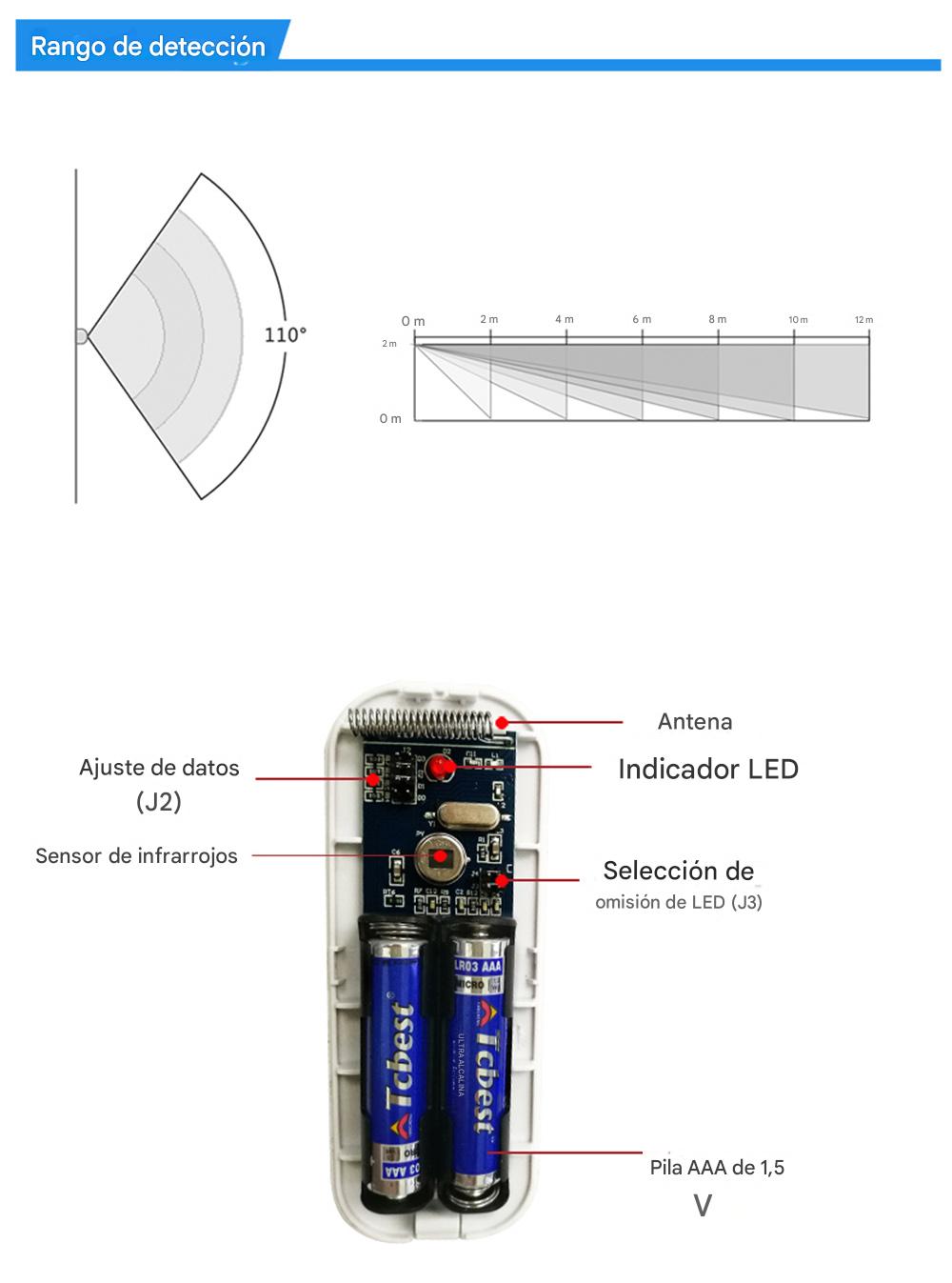 Sensor de Movimiento Infrarrojo PIR S002-P3 Inalámbrico Alarma