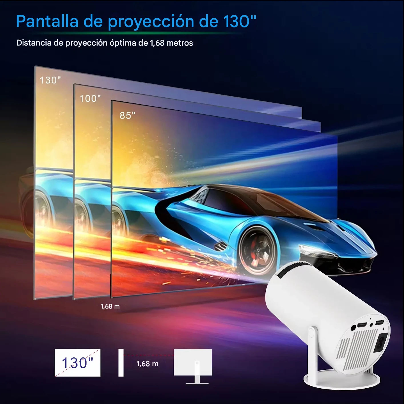Proyector Hy300 Ultra hd 4K Wi-fi-Bluethoot