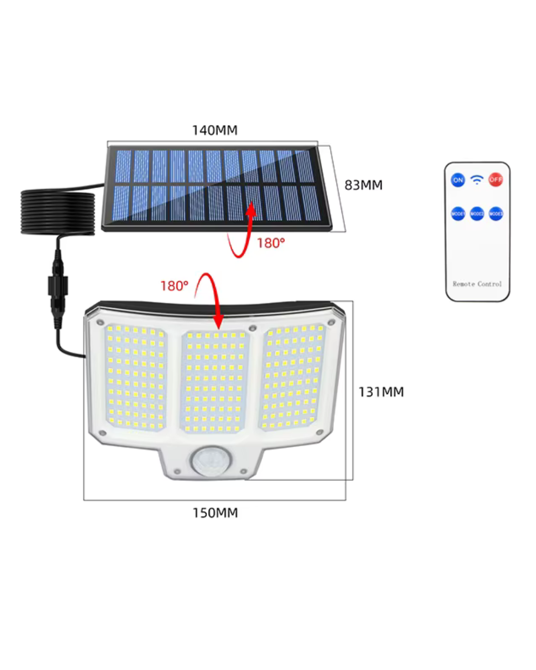 Foco Led Solar 50w con control remoto