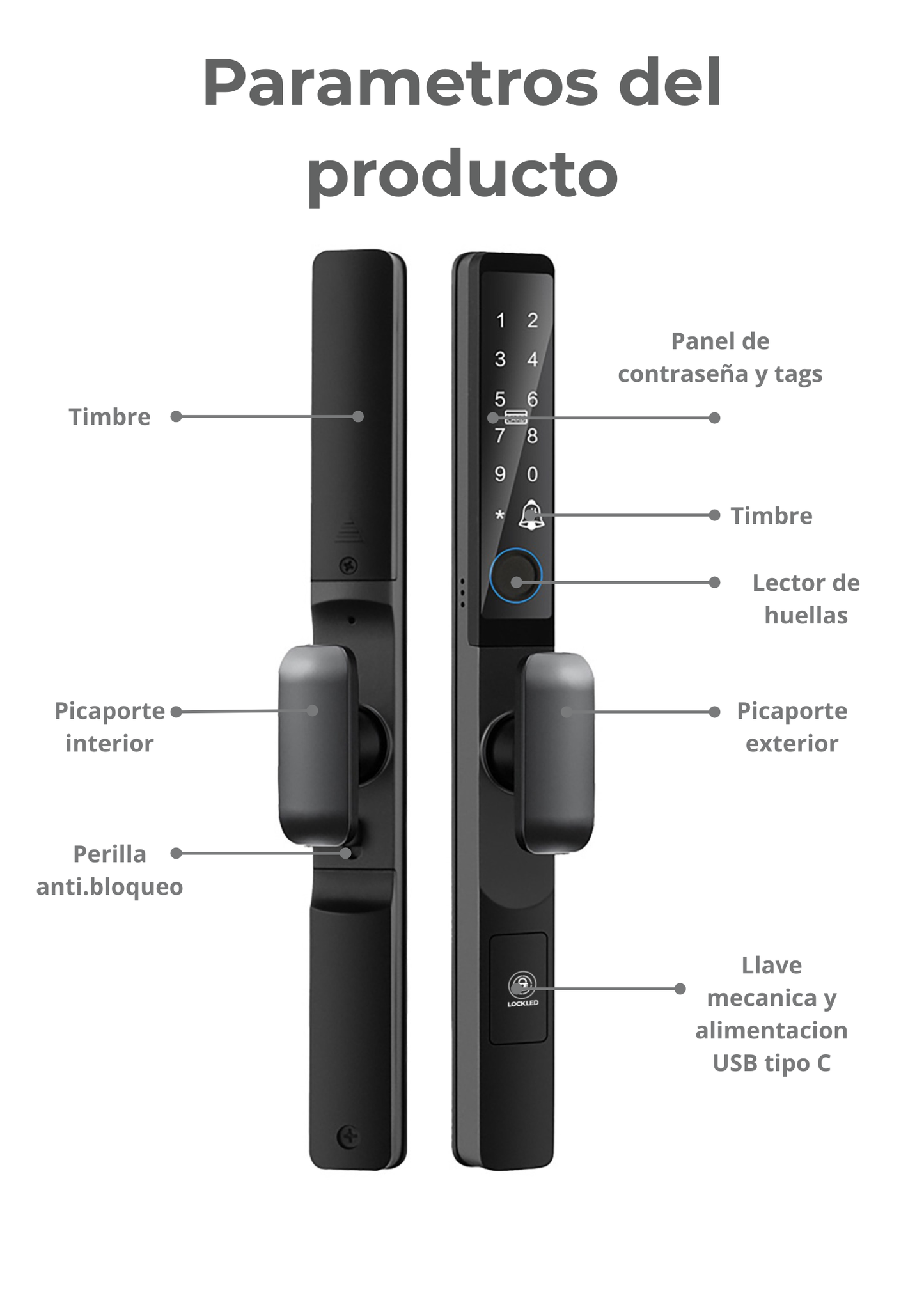 Cerradura Inteligente Pestillo Corto Exterior/interior Lk08