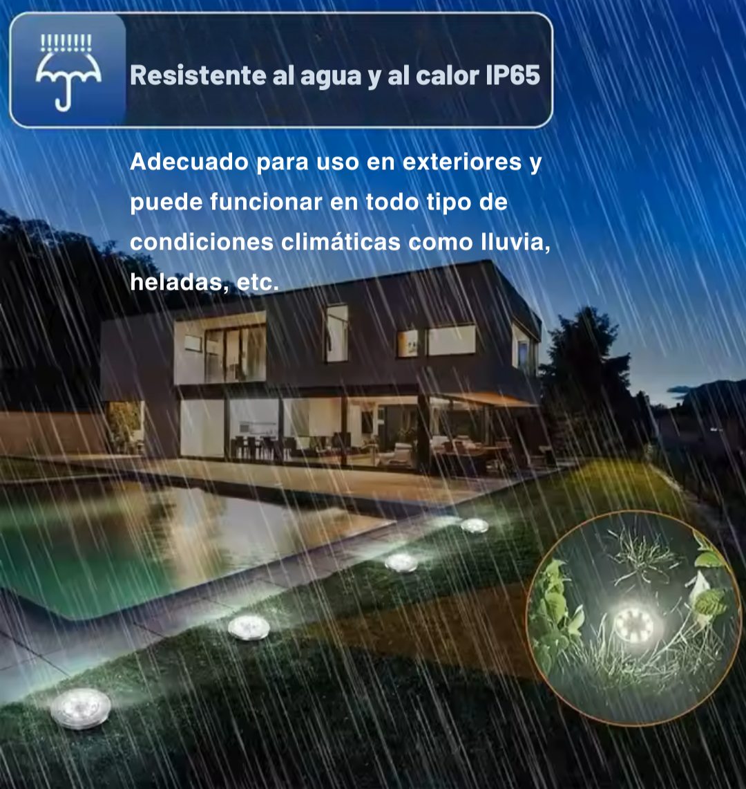 4 X foco de piso Solar Led 8w