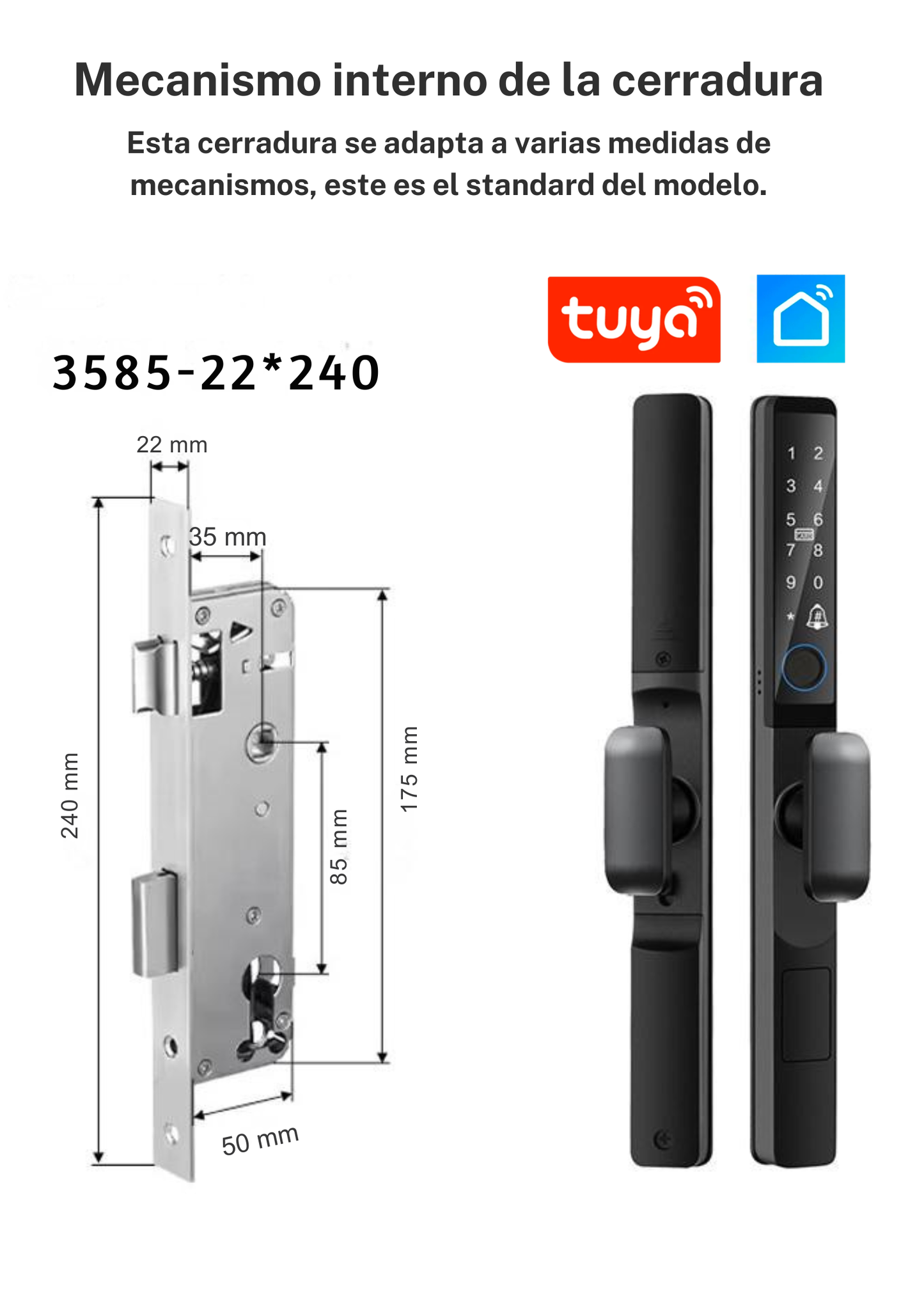 Cerradura Inteligente Pestillo Corto Exterior/interior Lk08