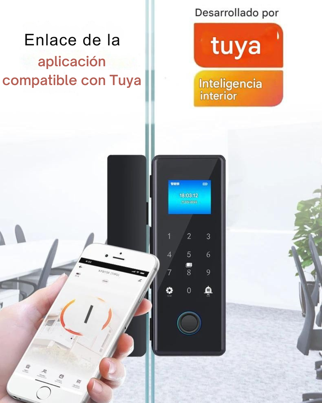 Cerradura Inteligente Wiffi Para Puerta De Vidrio-blindex LK05-V
