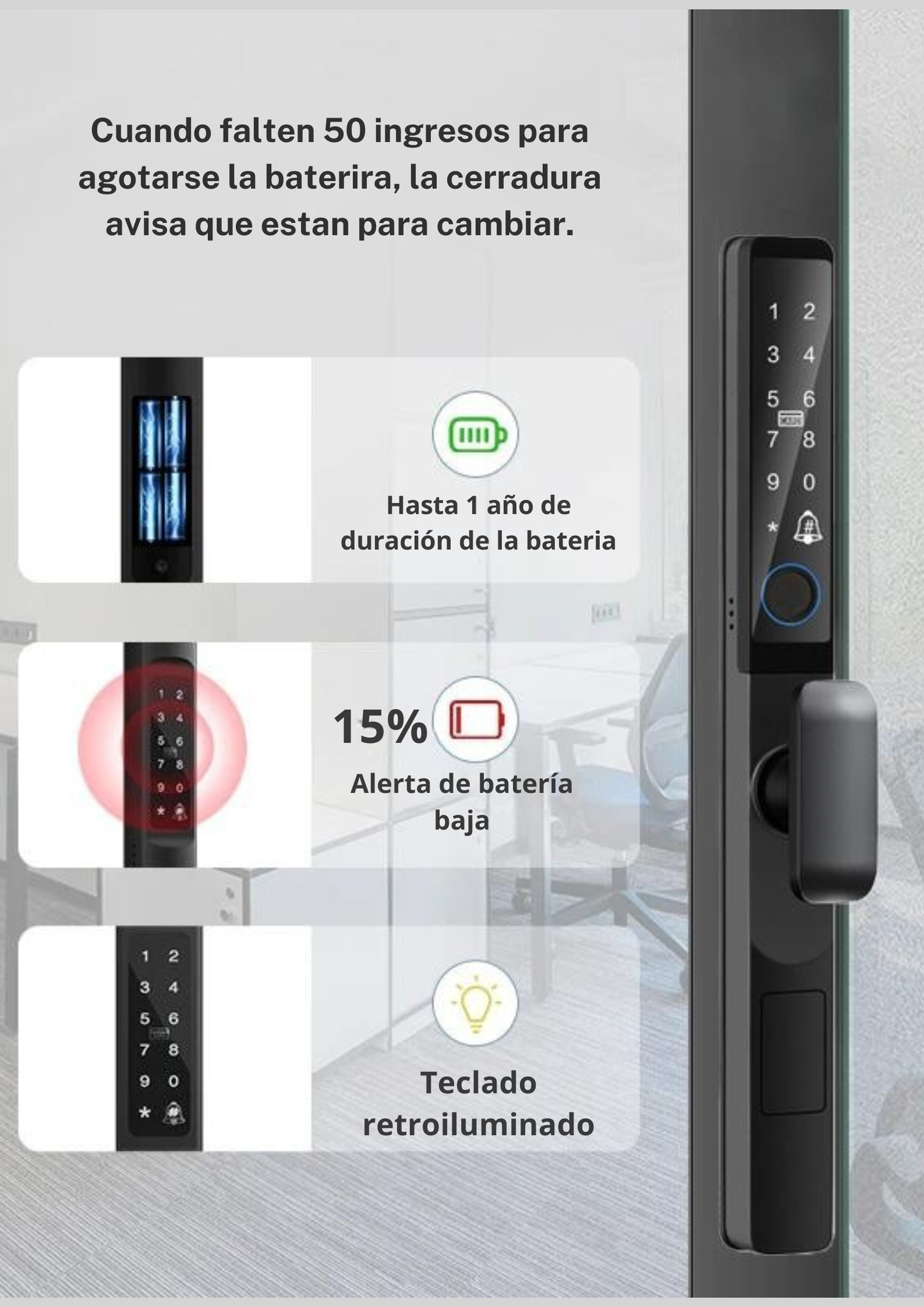 Cerradura Inteligente Pestillo Corto Exterior/interior Lk08