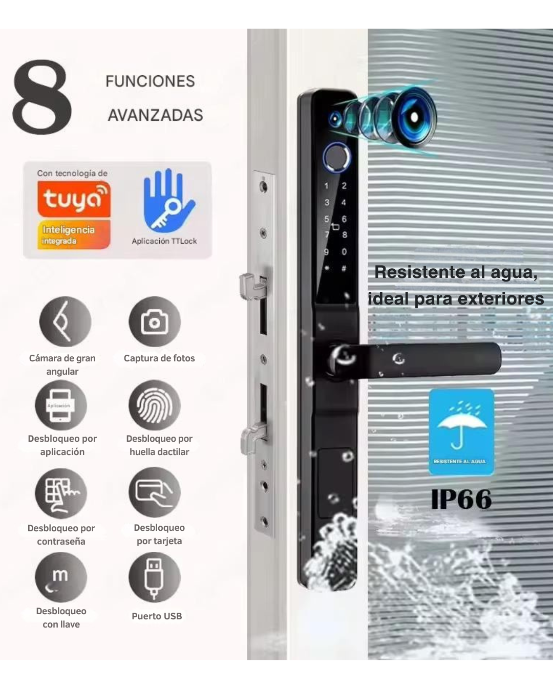 Cerradura Inteligente con Cámara Exterior WiFi Tuya LK07