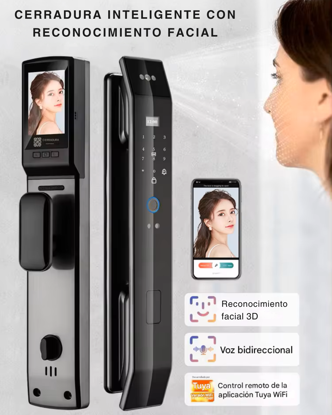 cerradura inteligente con reconocimiento facial Modelo LK-3D Pro