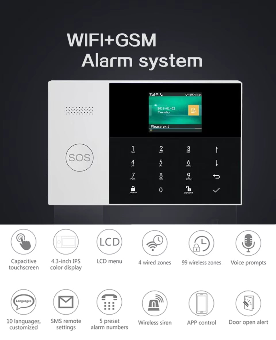 Kit Alarma Inteligente con Sensores WiFi GSM Tuya Smart