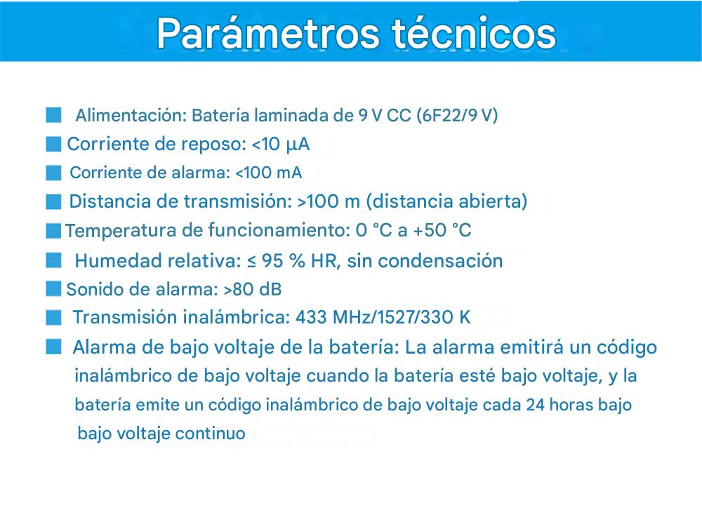 Detector de Humo Inalámbrico WiFi Tuya para Central de Alarma WF-S003
