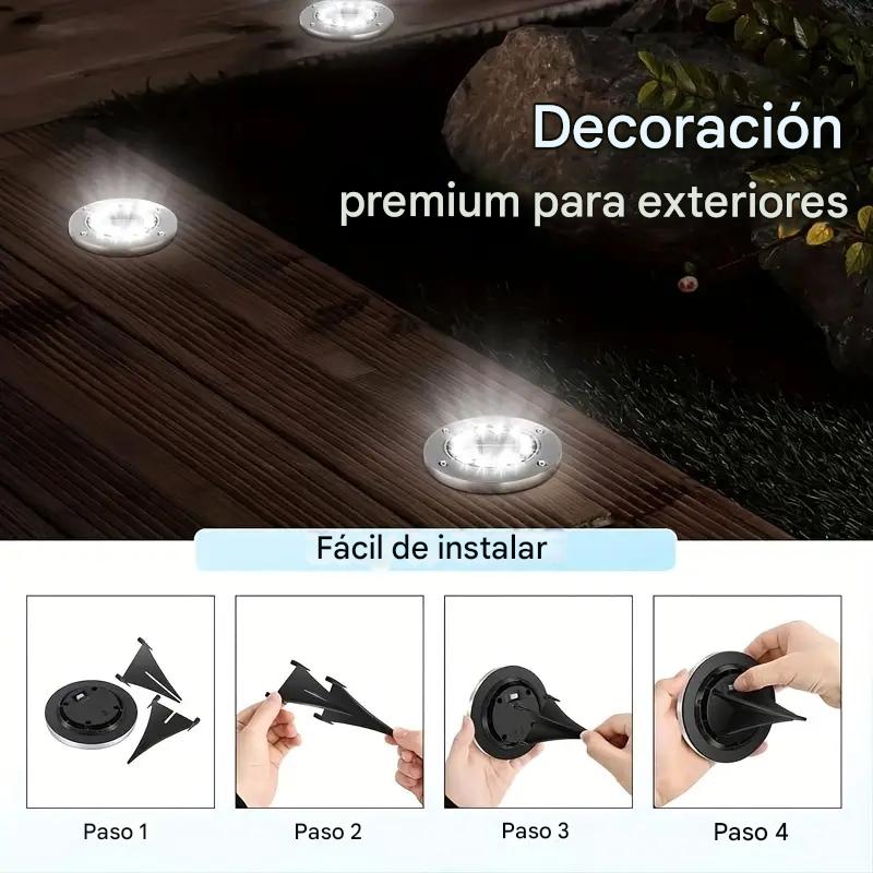4 X foco de piso Solar Led 8w